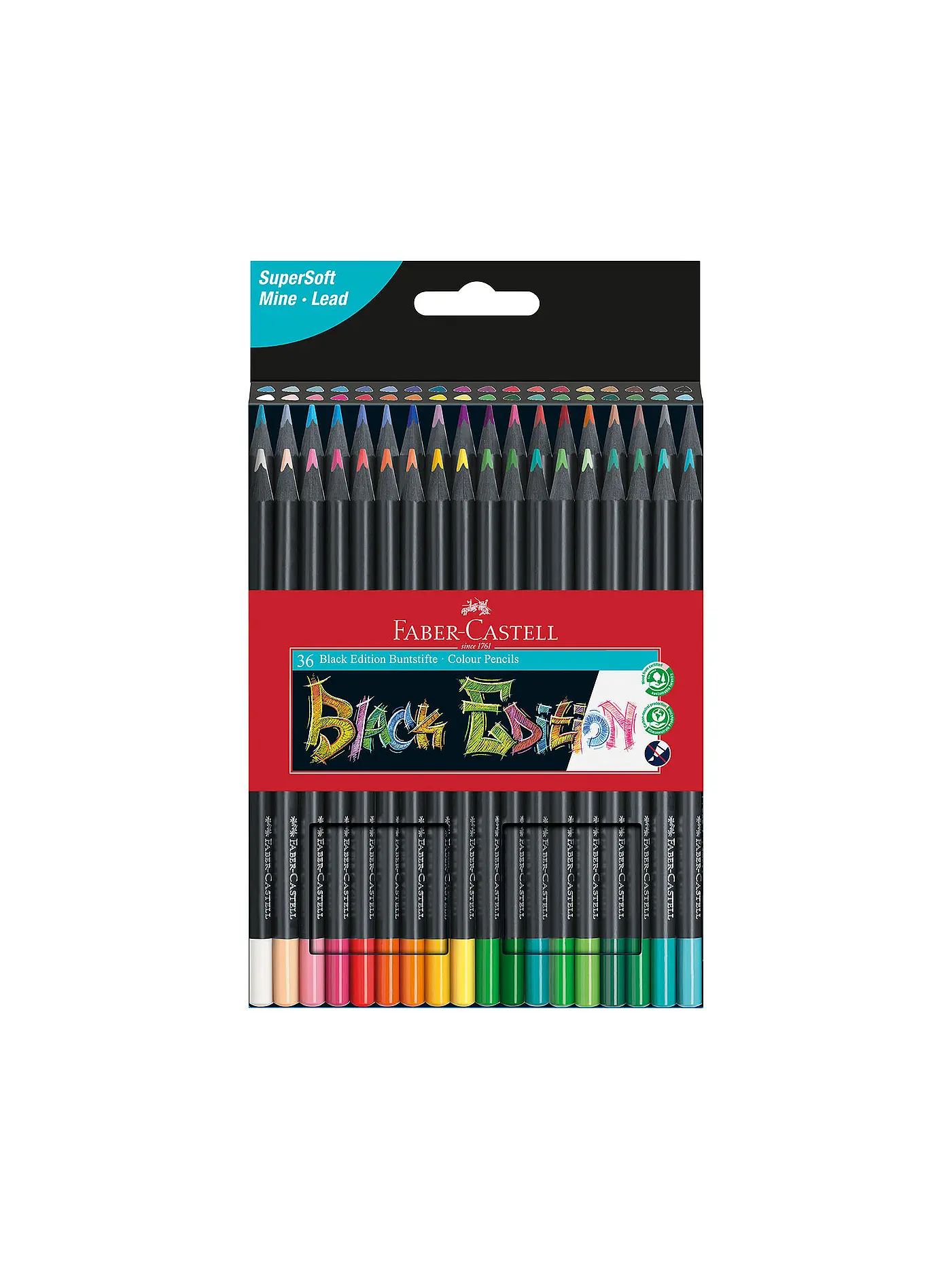 FABER-CASTELL | Black Edition Bunstifte, 36er Kartonetui | 